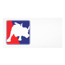 Wall Street Red White and Blue Bull Photo Greeting Card