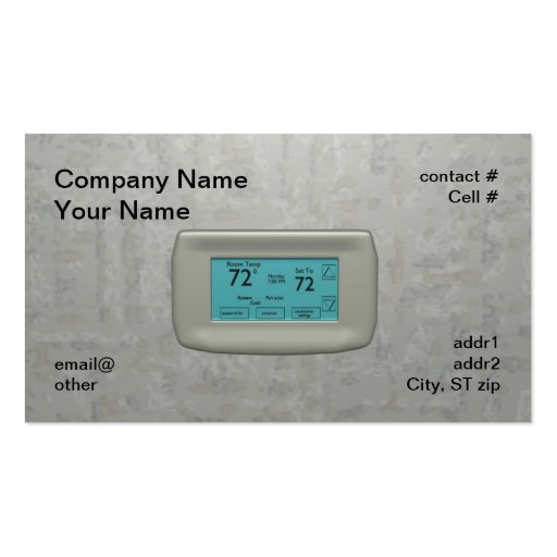 wall thermostat on cool business card templates (front side)