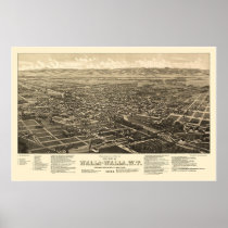 Walla Walla, WA Panoramic Map - 1884 Posters