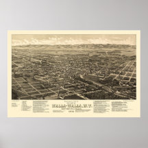 Walla Walla, WA Panoramic Map - 1884 Posters