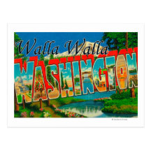 Walla Walla, Washington - Large Letter Scenes Postcard
