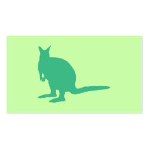 Wallaby. Animal in Green. Business Cards