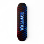 Wallace skateboard blue fire and flames design.