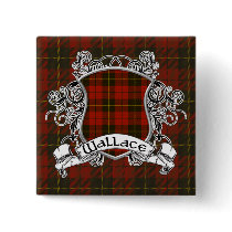 Wallace Tartan Shield Button