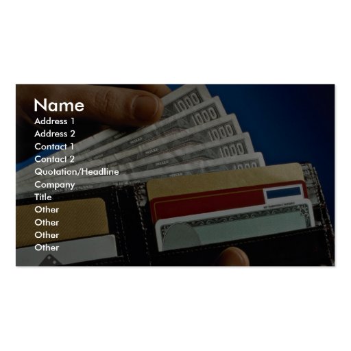 Wallet in hand business card templates (front side)