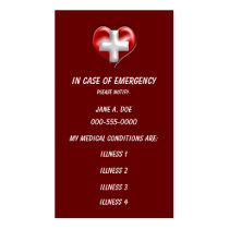 wallet size medical warning business cards