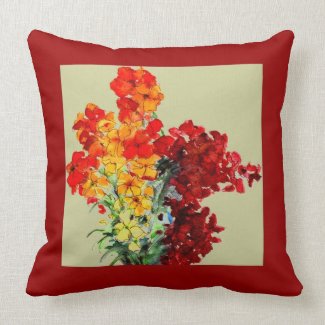Wallflowers Pillow, Red, Orange, Burgundy