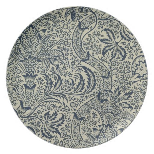 Wallpaper with navy blue seaweed style design dinner plate  Zazzle