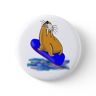 Wally The 

Walrus Goes Surfing button