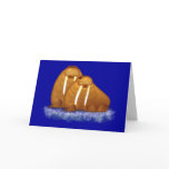 Walrus Pair Floating on Ice Flow greeting card