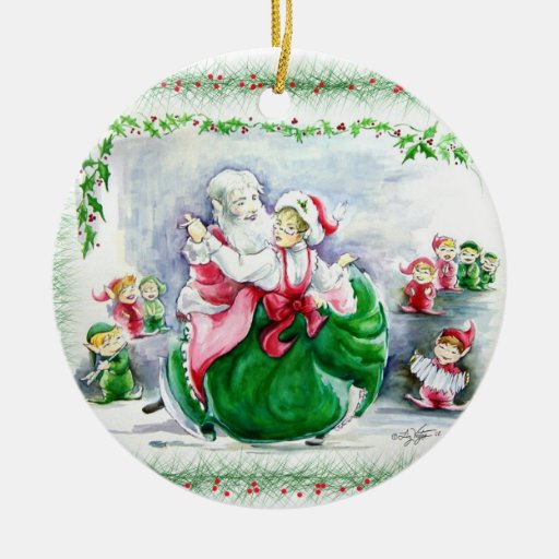 waltzing santa mrs claus ornament zazzle waltzing santa mrs claus ornament zazzle