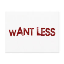 Want Less postcards