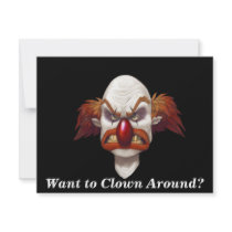 Want To Clown Around? - Designer Dinner Invitation by nightmare7darkangel Want To Clown Around? - Designer Dinner Invitation