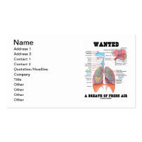 Wanted A Breath Of Fresh Air (Respiratory System) Double-Sided Standard Business Cards (Pack Of 100)