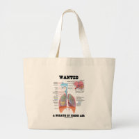 Wanted A Breath Of Fresh Air (Respiratory System) Jumbo Tote Bag