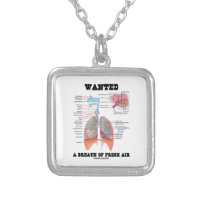 Wanted A Breath Of Fresh Air (Respiratory System) Square Pendant Necklace