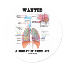 Wanted A Breath Of Fresh Air (Respiratory System) Round Sticker
