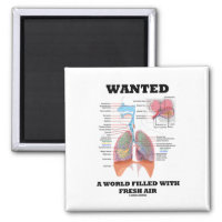 Wanted A World Filled With Fresh Air (Respiratory) 2 Inch Square Magnet