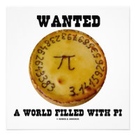 Wanted A World Filled With Pi (Pi On A Pie) Personalized Invitations