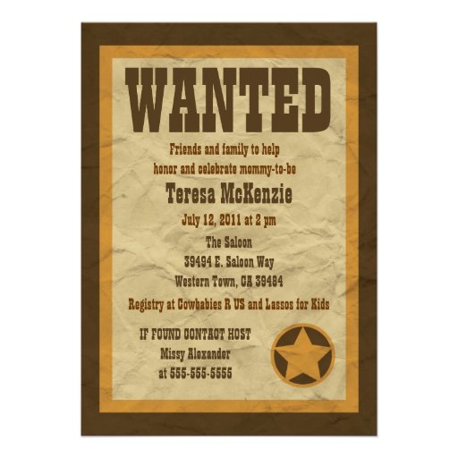 Wanted Baby Shower Invitation