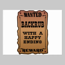 Wanted Backrub With A Happy Ending postcards