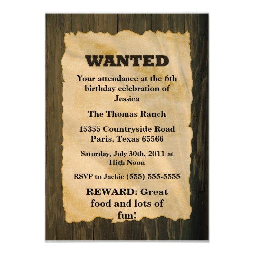 WANTED Birthday Party Invitations | Zazzle