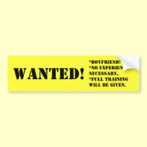 WANTED!, *BOYFRIEND!*No experience necessary,*F... bumper stickers