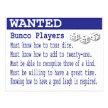 wanted bunco players postcard