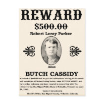 Wanted Butch Cassidy postcards