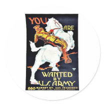 Wanted By Us Army Round Stickers