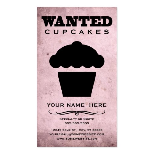 wanted : cupcakes business card templates