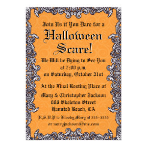 Wanted Dead or Alive Halloween Skull Invitation