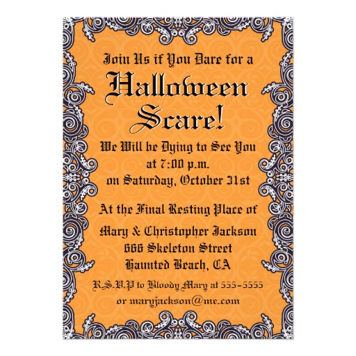 Wanted Dead or Alive Halloween Skull Invitation