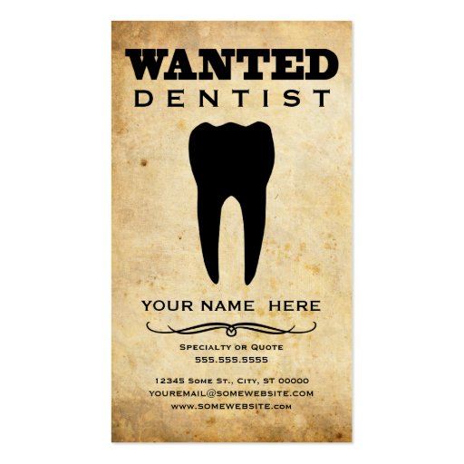 wanted : dentist business cards (front side)