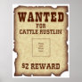 Wanted for Cattle Rustlin Poster