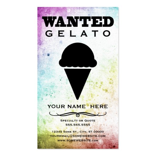 wanted : gelato business card template (front side)