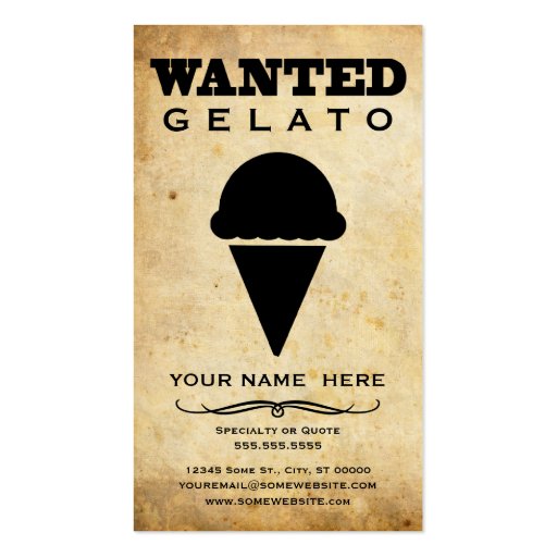 wanted : gelato business cards (front side)