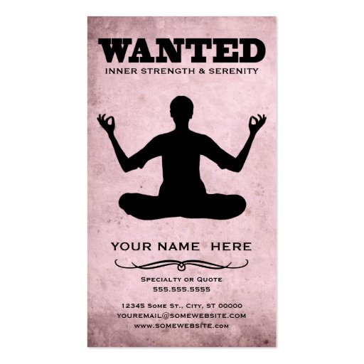 wanted : inner strength & serenity business card template