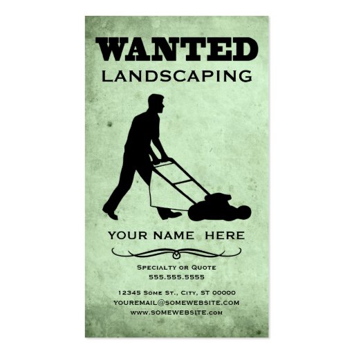 wanted : landscaper business card template