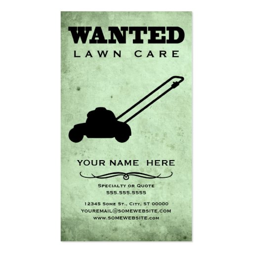 wanted : lawn care business card template (front side)