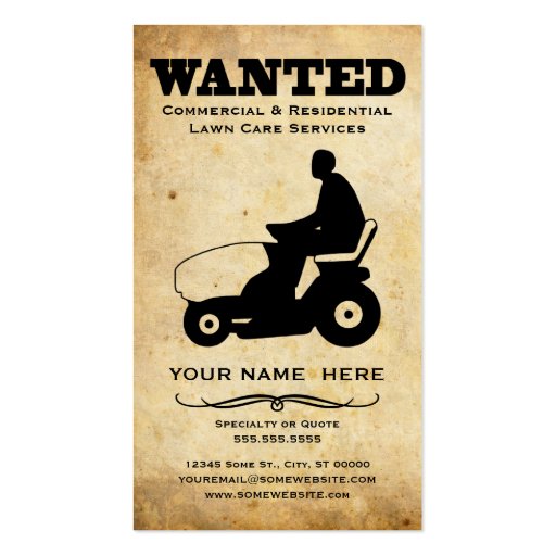 wanted : lawn care services business card
