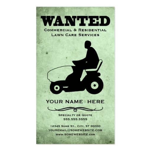 wanted : lawn care services business cards