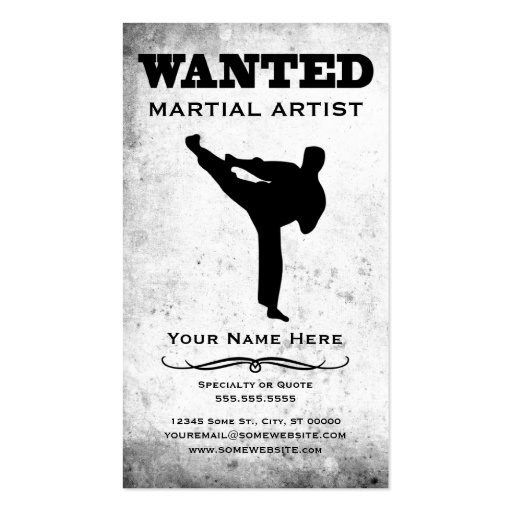 wanted : martial artist business cards (front side)
