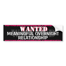 WANTED-MEANINGFUL OVERNIGHT RELATIONSHIP bumper stickers by MIKESLIKES WANTED-MEANINGFUL OVERNIGHT RELATIONSHIP bumper stickers