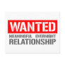 Wanted meaningful overnight relationship postcard