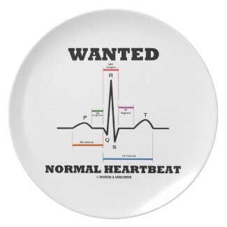 Wanted Normal Hearbeat (ECG/EKG Electrocardiogram) Party Plates