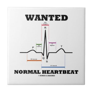 Wanted Normal Hearbeat (ECG/EKG Electrocardiogram) Ceramic Tiles