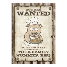 Wanted Pig BBQ Invitations
