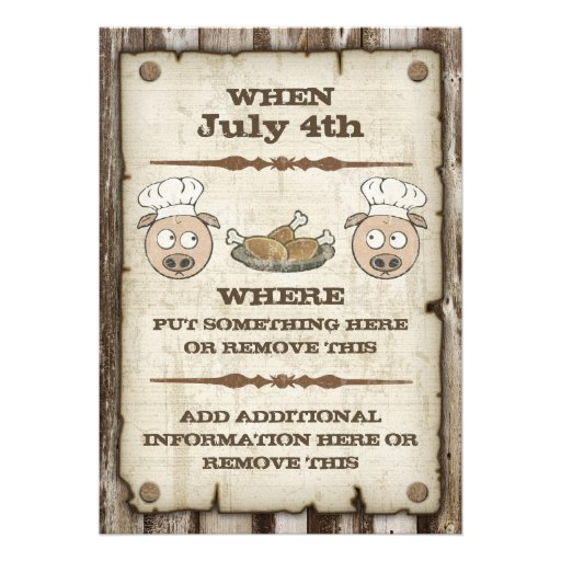Wanted Pig BBQ Invitations