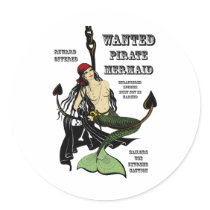 WANTED PIRATE MERMAID stickers